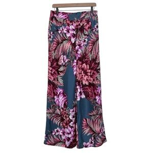 Soft Surroundings Yesenia Floral Wide Leg Pull On Pants Small Coastal Boho Comfy